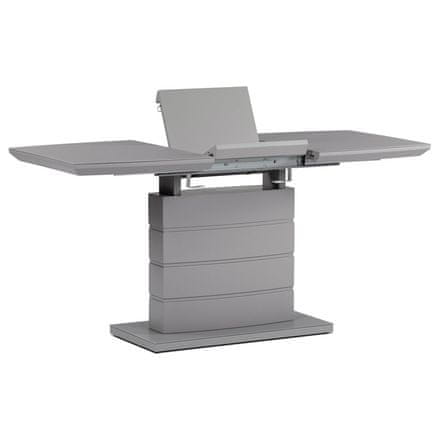 Autronic Moderný jedálenský stôl Jídelní stůl 110+40x70 cm, šedá 4 mm skleněná deska, MDF, šedý matný lak (HT-420 GREY)